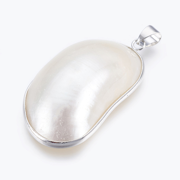 PandaHall Natural White Shell Mother of Pearl Shell Big Pendants, with Brass Findings, Oval, Platinum, 44x24x13mm, Hole: 4x5mm White Shell...
PandaHall Natural White Shell Mother of Pearl Shell Big Pendants, with Brass Findings, Oval, Platinum, 44x24x13mm, Hole: 4x5mm White Shell...