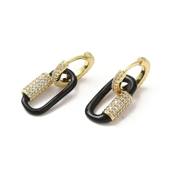 PandaHall Oval Real 18K Gold Plated Brass Dangle Hoop Earrings, with Cubic Zirconia and Enamel, Black, 23x9.5mm Cubic Zirconia Oval Black
PandaHall Oval Real 18K Gold Plated Brass Dangle Hoop Earrings, with Cubic Zirconia and Enamel, Black, 23x9.5mm Cubic Zirconia Oval Black