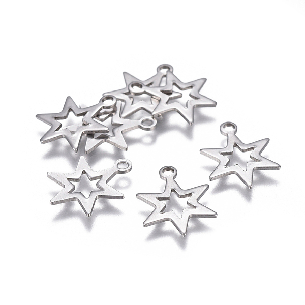 PandaHall 201 Stainless Steel Charms, Hexagram, Stainless Steel Color, 14.5x11x0.8mm, Hole: 1.5mm 201 Stainless Steel Hexagon
PandaHall 201 Stainless Steel Charms, Hexagram, Stainless Steel Color, 14.5x11x0.8mm, Hole: 1.5mm 201 Stainless Steel Hexagon