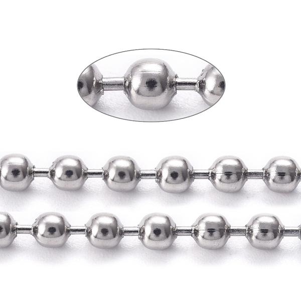 PandaHall 304 Stainless Steel Ball Chains, with Spool, Stainless Steel Color, 2.5mm, about 32.8 Feet(10m)/roll 304 Stainless Steel
PandaHall 304 Stainless Steel Ball Chains, with Spool, Stainless Steel Color, 2.5mm, about 32.8 Feet(10m)/roll 304 Stainless Steel