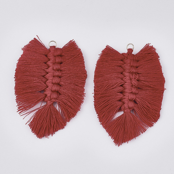 PandaHall Polycotton(Polyester Cotton) Tassel Big Pendant Decorations, with Iron Findings, Light Gold, FireBrick, 83~90x55~58x7~8mm, Hole..., Red
PandaHall Polycotton(Polyester Cotton) Tassel Big Pendant Decorations, with Iron Findings, Light Gold, FireBrick, 83~90x55~58x7~8mm, Hole..., Red