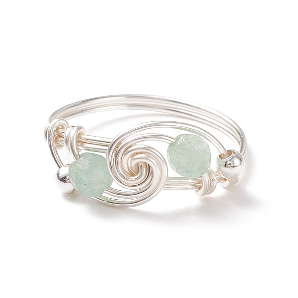 PandaHall Natural Green Aventurine Beaded Spiral Finger Ring, Brass Wire Wrap Jewelry for Women, Silver, US Size 8 1/2(18.5mm) Green...
PandaHall Natural Green Aventurine Beaded Spiral Finger Ring, Brass Wire Wrap Jewelry for Women, Silver, US Size 8 1/2(18.5mm) Green...