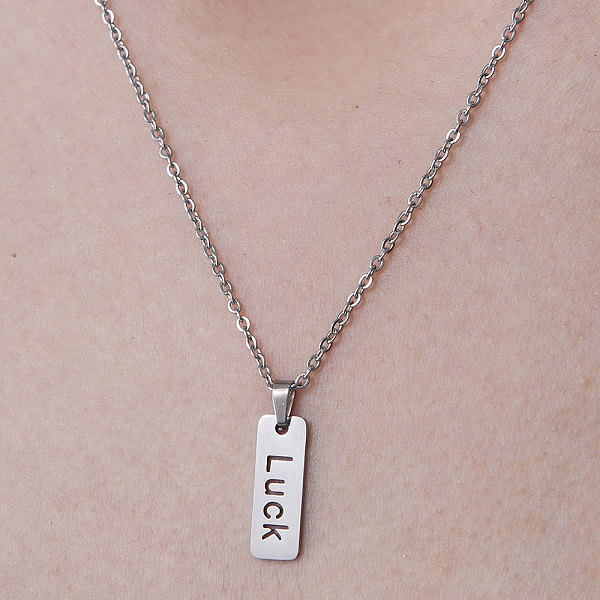 PandaHall 201 Stainless Steel Word Luck Pendant Necklace, Stainless Steel Color, 17.72 inch(45cm) 201 Stainless Steel
PandaHall 201 Stainless Steel Word Luck Pendant Necklace, Stainless Steel Color, 17.72 inch(45cm) 201 Stainless Steel
