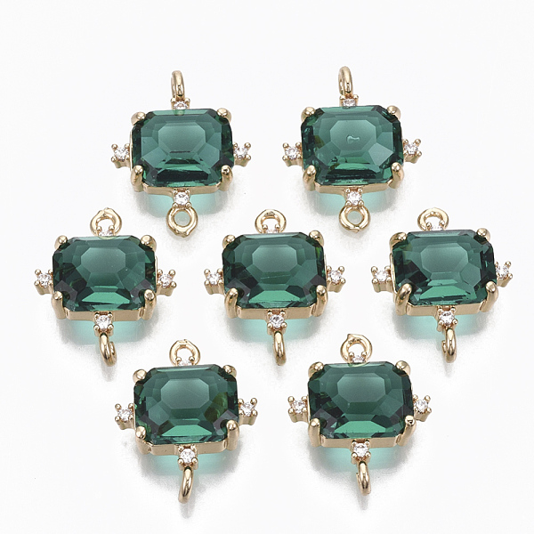 PandaHall Glass Links connectors, with Brass Micro Pave Cubic Zirconia, Faceted, Cuboid, Light Gold, Dark Green, 17.5x14x5.5mm, Hole: 1.2mm...
PandaHall Glass Links connectors, with Brass Micro Pave Cubic Zirconia, Faceted, Cuboid, Light Gold, Dark Green, 17.5x14x5.5mm, Hole: 1.2mm...