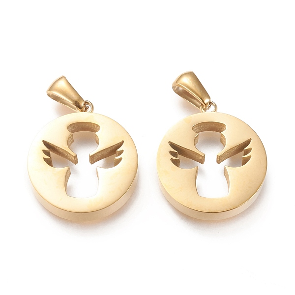 PandaHall Ion Plating(IP) 304 Stainless Steel Pendants, Cut-Out, Hollow, Manual Polishing, Flat Round with Angel, Golden, 20x17.5x3.5mm...
PandaHall Ion Plating(IP) 304 Stainless Steel Pendants, Cut-Out, Hollow, Manual Polishing, Flat Round with Angel, Golden, 20x17.5x3.5mm...