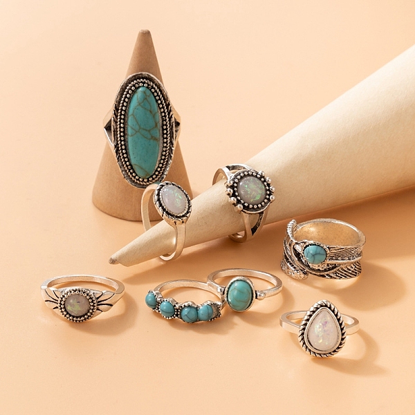 PandaHall 8Pcs 8 Styles Retro Alloy Finger Rings, with Turquoise and Resin, Bohemia Style Rings for Women, Antique Silver, Inner Diameter...
PandaHall 8Pcs 8 Styles Retro Alloy Finger Rings, with Turquoise and Resin, Bohemia Style Rings for Women, Antique Silver, Inner Diameter...