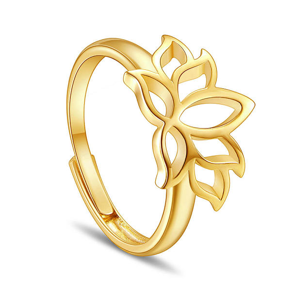 PandaHall SHEGRACE 925 Sterling Silver Adjustable Rings, Lotus, Real 18K Gold Plated, Size 8, 18mm Sterling Silver
PandaHall SHEGRACE 925 Sterling Silver Adjustable Rings, Lotus, Real 18K Gold Plated, Size 8, 18mm Sterling Silver