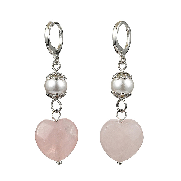 PandaHall Natural Rose Quartz Heart with Shell Pearl Dangle Leverback Earrings, Platinum, 48x15mm Rose Quartz Heart
PandaHall Natural Rose Quartz Heart with Shell Pearl Dangle Leverback Earrings, Platinum, 48x15mm Rose Quartz Heart