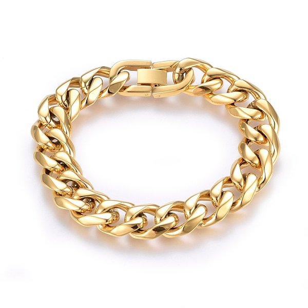 PandaHall 304 Stainless Steel Curb Chains Bracelets, with Fold Over Clasps, Golden, 8-5/8 inch(22cm), 14x5mm 304 Stainless Steel
PandaHall 304 Stainless Steel Curb Chains Bracelets, with Fold Over Clasps, Golden, 8-5/8 inch(22cm), 14x5mm 304 Stainless Steel