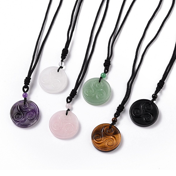 PandaHall Natural Gemstone Triskele/Triskelion Pendant Necklace with Nylon Cord for Women, 35.43 inch(90cm) Mixed Stone
PandaHall Natural Gemstone Triskele/Triskelion Pendant Necklace with Nylon Cord for Women, 35.43 inch(90cm) Mixed Stone