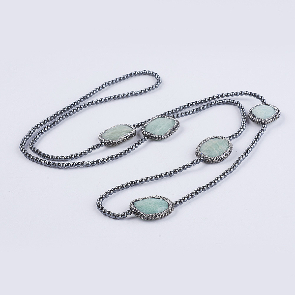 PandaHall Non-magnetic Synthetic Hematite Beaded Necklaces, with Polymer Clay Rhinestone and Natural Amazonite Beads, 35.4 inch(90cm)...
PandaHall Non-magnetic Synthetic Hematite Beaded Necklaces, with Polymer Clay Rhinestone and Natural Amazonite Beads, 35.4 inch(90cm)...