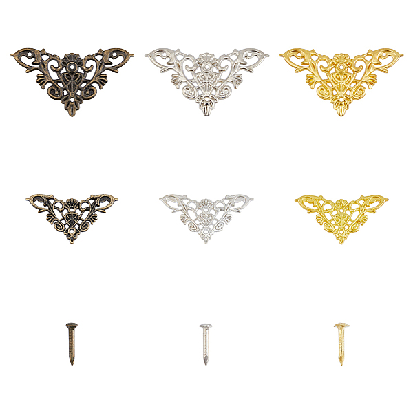 PandaHall SUPERFINDINGS 24 Sets 6 Style Iron Box Corner Protectors, with Nails, for Furniture Jewelry Box Decoration, Flower, Mixed Color...
PandaHall SUPERFINDINGS 24 Sets 6 Style Iron Box Corner Protectors, with Nails, for Furniture Jewelry Box Decoration, Flower, Mixed Color...
