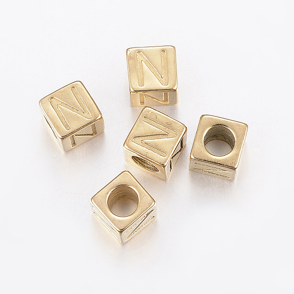 PandaHall 304 Stainless Steel Large Hole Letter European Beads, Horizontal Hole, Cube with Letter.N, Golden, 8x8x8mm, Hole: 5mm 304...
PandaHall 304 Stainless Steel Large Hole Letter European Beads, Horizontal Hole, Cube with Letter.N, Golden, 8x8x8mm, Hole: 5mm 304...