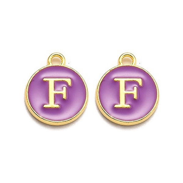 PandaHall Golden Plated Alloy Enamel Charms, Enamelled Sequins, Flat Round with Alphabet, Letter.F, Purple, 14x12x2mm, Hole: 1.5mm...
PandaHall Golden Plated Alloy Enamel Charms, Enamelled Sequins, Flat Round with Alphabet, Letter.F, Purple, 14x12x2mm, Hole: 1.5mm...