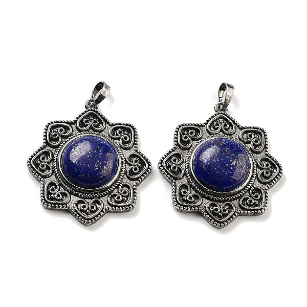 PandaHall Dyed Natural Lapis Lazuli & Brass Pendants, Antique Silver, Sun Charm, 43.5x39.5x9mm, Hole: 9.5x5.5mm Lapis Lazuli Sun
PandaHall Dyed Natural Lapis Lazuli & Brass Pendants, Antique Silver, Sun Charm, 43.5x39.5x9mm, Hole: 9.5x5.5mm Lapis Lazuli Sun