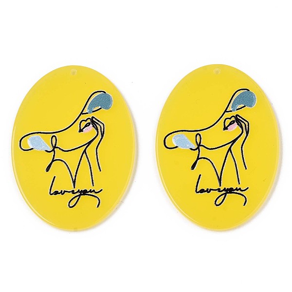 PandaHall Translucent Cellulose Acetate(Resin) Pendants, 3D Printed, Oval with Woman, Word with Loveyou, Yellow, 44.5x31.5x2.5mm, Hole...
PandaHall Translucent Cellulose Acetate(Resin) Pendants, 3D Printed, Oval with Woman, Word with Loveyou, Yellow, 44.5x31.5x2.5mm, Hole...