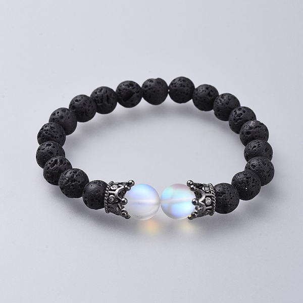 PandaHall Synthetic Moonstone Stretch Bracelets, with Natural Lava Rock Beads and Brass Micro Pave Cubic Zirconia Beads, Crown, Gunmetal...
PandaHall Synthetic Moonstone Stretch Bracelets, with Natural Lava Rock Beads and Brass Micro Pave Cubic Zirconia Beads, Crown, Gunmetal...