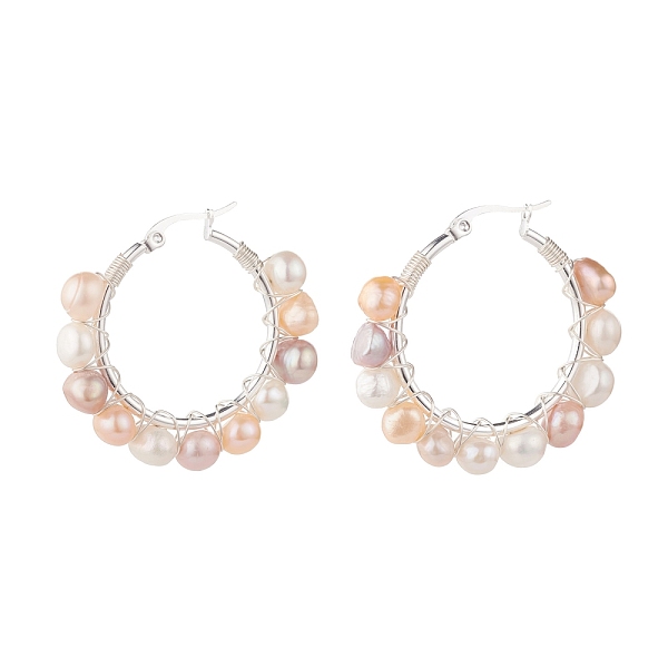PandaHall Natural Pearl Wire Wrapped Beaded Hoop Earrings for Women, Silver, Seashell Color, 38x41x8mm, Pin: 0.8mm Pearl Ring
PandaHall Natural Pearl Wire Wrapped Beaded Hoop Earrings for Women, Silver, Seashell Color, 38x41x8mm, Pin: 0.8mm Pearl Ring