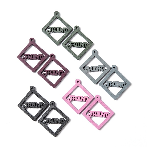 PandaHall Spray Painted Natural Wood Pendants, Rhombus with Word Friend, Mixed Color, 33.5x30x2.5mm, Hole: 1.5mm Wood Rhombus Multicolor
PandaHall Spray Painted Natural Wood Pendants, Rhombus with Word Friend, Mixed Color, 33.5x30x2.5mm, Hole: 1.5mm Wood Rhombus Multicolor