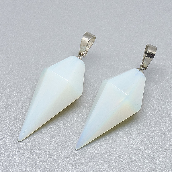 PandaHall Opalite Pendants, with Platinum Tone Brass Findings, Bicone, 36~38x16.5x14.5~15mm, Hole: 5x8mm Opalite Bicone
PandaHall Opalite Pendants, with Platinum Tone Brass Findings, Bicone, 36~38x16.5x14.5~15mm, Hole: 5x8mm Opalite Bicone