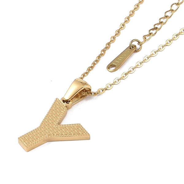 PandaHall Ion Plating(IP) Initial Letter 304 Stainless Steel Pendant Necklaces, Real 18K Gold Plated, Letter Y, 15.87 inch(40.3cm), Pendant...
PandaHall Ion Plating(IP) Initial Letter 304 Stainless Steel Pendant Necklaces, Real 18K Gold Plated, Letter Y, 15.87 inch(40.3cm), Pendant...