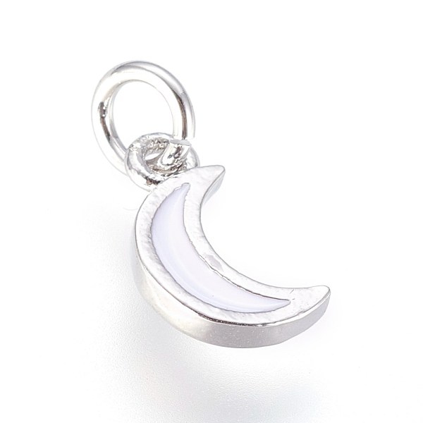 PandaHall Enamel Brass Charms, with Jump Ring, Moon, White, Platinum, 10x6x2mm, Hole: 3mm Brass+Enamel Moon White
PandaHall Enamel Brass Charms, with Jump Ring, Moon, White, Platinum, 10x6x2mm, Hole: 3mm Brass+Enamel Moon White