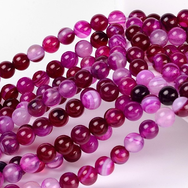 PandaHall Natural Striped Agate/Banded Agate Beads, Dyed, Round, Fuchsia, Size: about 6mm in diameter, hole: 1mm, 63pcs/strand, 15.5 inch..., Pink
PandaHall Natural Striped Agate/Banded Agate Beads, Dyed, Round, Fuchsia, Size: about 6mm in diameter, hole: 1mm, 63pcs/strand, 15.5 inch..., Pink