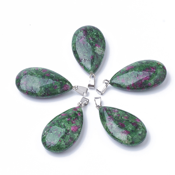 PandaHall Natural Ruby in Zoisite Pendants, with Alloy Findings, teardrop, Dyed, Platinum, 45~46x23~24x11~12mm, Hole: 8x4mm Ruby in Zoisite...
PandaHall Natural Ruby in Zoisite Pendants, with Alloy Findings, teardrop, Dyed, Platinum, 45~46x23~24x11~12mm, Hole: 8x4mm Ruby in Zoisite...