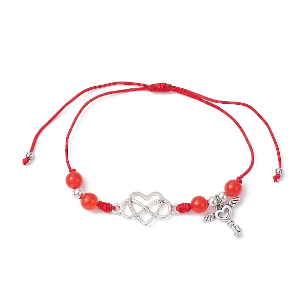 PandaHall Natural Dyed White Jade Braided Bead Bracelets, Adjustable Heart Alloy Link Bracelets for Women, FireBrick, Inner Diameter..., Red
PandaHall Natural Dyed White Jade Braided Bead Bracelets, Adjustable Heart Alloy Link Bracelets for Women, FireBrick, Inner Diameter..., Red