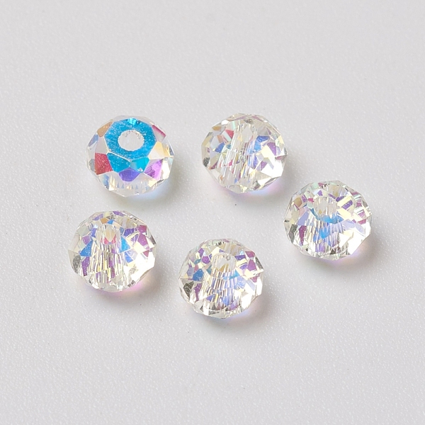 PandaHall Electroplate Glass Beads, AB Color Plated, Faceted, Rondelle, Crystal AB, 4x3mm, Hole: 1mm Glass Rondelle Clear
PandaHall Electroplate Glass Beads, AB Color Plated, Faceted, Rondelle, Crystal AB, 4x3mm, Hole: 1mm Glass Rondelle Clear