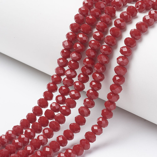 PandaHall Opaque Solid Color Glass Beads Strands, Faceted, Rondelle, FireBrick, 4x3mm, Hole: 0.4mm, about 113~115pcs/strand, 41~42cm Glass..., Red
PandaHall Opaque Solid Color Glass Beads Strands, Faceted, Rondelle, FireBrick, 4x3mm, Hole: 0.4mm, about 113~115pcs/strand, 41~42cm Glass..., Red
