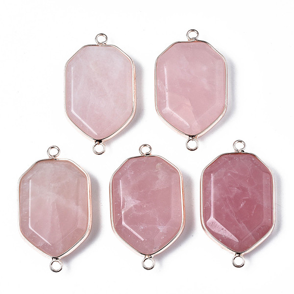 PandaHall Natural Rose Quartz Links Connectors, with Edge Rose Gold Plated Brass Findings, Faceted, Polygon, 39~40x22~23x5~7mm, Hole: 2.5mm...
PandaHall Natural Rose Quartz Links Connectors, with Edge Rose Gold Plated Brass Findings, Faceted, Polygon, 39~40x22~23x5~7mm, Hole: 2.5mm...