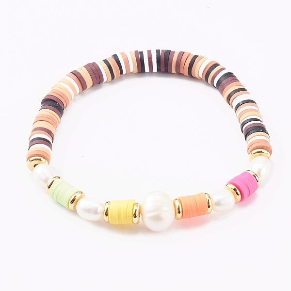 PandaHall Polymer Clay Heishi Beaded Stretch Bracelets, with Natural Pearl Beads and Brass Spacer Beads, Golden, Colorful, Inner Diameter...
PandaHall Polymer Clay Heishi Beaded Stretch Bracelets, with Natural Pearl Beads and Brass Spacer Beads, Golden, Colorful, Inner Diameter...