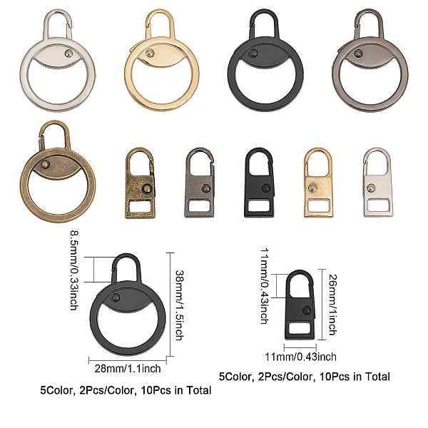 PandaHall CHGCRAFT 20Pcs 10Styles Flat Round Shape Zinc Alloy Zipper Pullers Replacement for Garment Accessories, Mixed Color Alloy
PandaHall CHGCRAFT 20Pcs 10Styles Flat Round Shape Zinc Alloy Zipper Pullers Replacement for Garment Accessories, Mixed Color Alloy