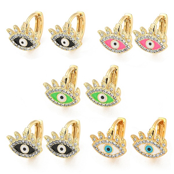 PandaHall Eye Real 18K Gold Plated Brass Hoop Earrings, with Enamel and Clear Cubic Zirconia, Mixed Color, 10.5x11mm Cubic Zirconia Eye..., Multicolor
PandaHall Eye Real 18K Gold Plated Brass Hoop Earrings, with Enamel and Clear Cubic Zirconia, Mixed Color, 10.5x11mm Cubic Zirconia Eye..., Multicolor