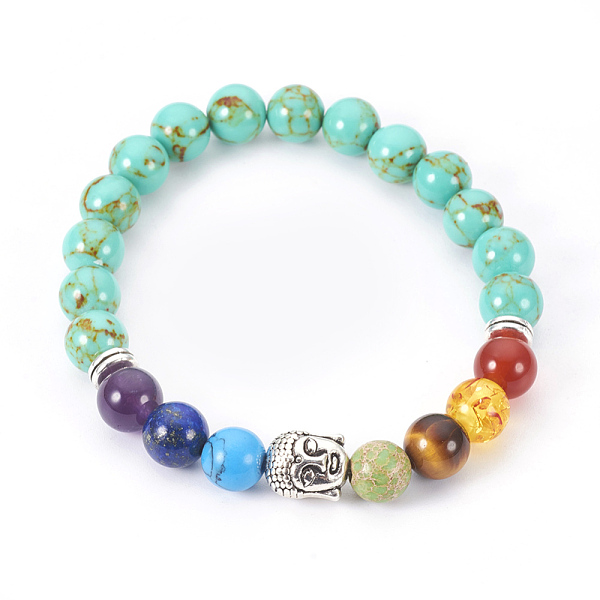 PandaHall Synthetic Turquoise(Dyed) Stretch Bracelets, Chakra Jewelry, with Mixed Stone and Resin Beads, Metal Findings and Burlap Packing...
PandaHall Synthetic Turquoise(Dyed) Stretch Bracelets, Chakra Jewelry, with Mixed Stone and Resin Beads, Metal Findings and Burlap Packing...