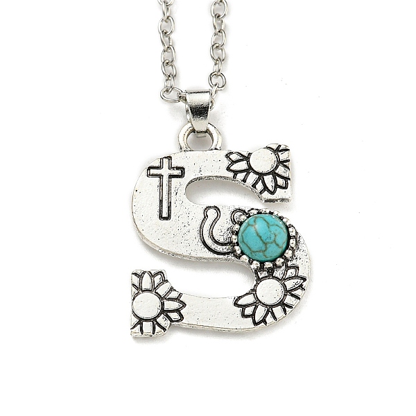 PandaHall Letter A~Z Antique Silver Plated Alloy with Synthetic Turquoise Pendant Necklaces, with Iron Cable Chains, Letter S, 18.70 inch...
PandaHall Letter A~Z Antique Silver Plated Alloy with Synthetic Turquoise Pendant Necklaces, with Iron Cable Chains, Letter S, 18.70 inch...
