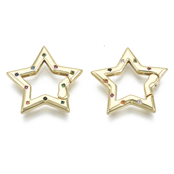 PandaHall Brass Micro Pave Cubic Zirconia Spring Gate Rings, Star, Nickel Free, Colorful, Real 16K Gold Plated, 24x26x3mm, Inner Diameter...
PandaHall Brass Micro Pave Cubic Zirconia Spring Gate Rings, Star, Nickel Free, Colorful, Real 16K Gold Plated, 24x26x3mm, Inner Diameter...