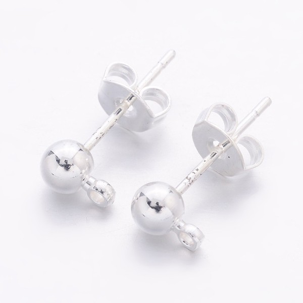 PandaHall Brass Post Earring Findings, with Loop, Silver Color Plated, 15x6mm, Hole: 1mm, Ball: 4mm, Pin: 0.8mm Brass Round
PandaHall Brass Post Earring Findings, with Loop, Silver Color Plated, 15x6mm, Hole: 1mm, Ball: 4mm, Pin: 0.8mm Brass Round