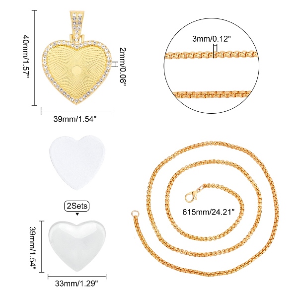 PandaHall Alloy Rhinestone Pendant Necklaces, with Glass and Box Chains, Heart, Golden, 24-1/4 inch(61.5cm) Alloy Clear
PandaHall Alloy Rhinestone Pendant Necklaces, with Glass and Box Chains, Heart, Golden, 24-1/4 inch(61.5cm) Alloy Clear