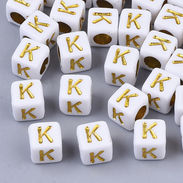 PandaHall Plating Acrylic Beads, Horizontal Hole, Golden Metal Enlaced, Alphabet Style, Cube, Letter.K, 5.5~6x5.5~6x5.5~6mm, Hole: 3.5mm..., Gold
PandaHall Plating Acrylic Beads, Horizontal Hole, Golden Metal Enlaced, Alphabet Style, Cube, Letter.K, 5.5~6x5.5~6x5.5~6mm, Hole: 3.5mm..., Gold