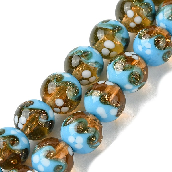 PandaHall Handmade Gold Sand Lampwork Beads Strands, Round, Light Sky Blue, 12mm, Hole: 1.4mm, about 33pcs/strand, 14.76''(37.5cm) Foil...
PandaHall Handmade Gold Sand Lampwork Beads Strands, Round, Light Sky Blue, 12mm, Hole: 1.4mm, about 33pcs/strand, 14.76''(37.5cm) Foil...