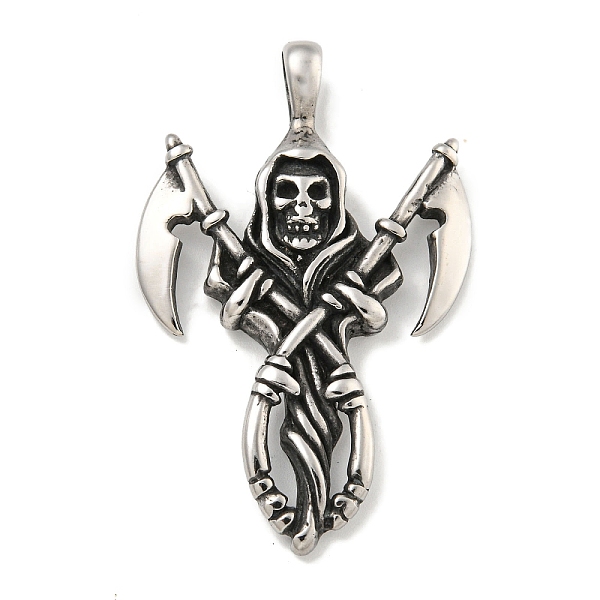 PandaHall Viking 316 Surgical Stainless Steel Big Pendants, Death Skull with Sickle, Antique Silver, 51.5x32.5x6.9mm, Hole: 6.8x4.2mm 316...
PandaHall Viking 316 Surgical Stainless Steel Big Pendants, Death Skull with Sickle, Antique Silver, 51.5x32.5x6.9mm, Hole: 6.8x4.2mm 316...