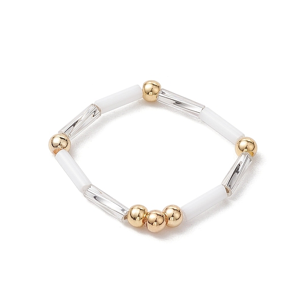 PandaHall Glass Bugle & Brass Beads Stretch Rings for Women, with Elastic Crystal Thread, White, 2~2.5mm, Inner Diameter: 20mm Glass White
PandaHall Glass Bugle & Brass Beads Stretch Rings for Women, with Elastic Crystal Thread, White, 2~2.5mm, Inner Diameter: 20mm Glass White