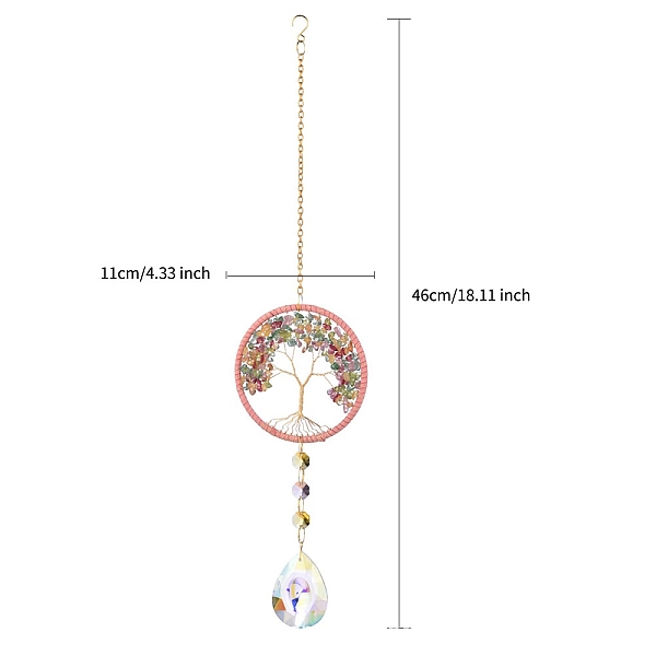 PandaHall Tree of Life Hanging Crystal Prisms Suncatcher with Natural Citrine Chips, Chain Pendant Hanging Decor , Salmon, 460mm Alloy Red
PandaHall Tree of Life Hanging Crystal Prisms Suncatcher with Natural Citrine Chips, Chain Pendant Hanging Decor , Salmon, 460mm Alloy Red