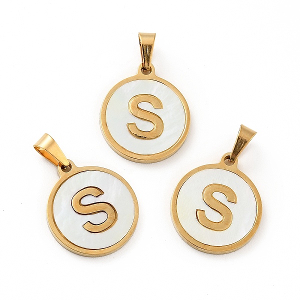 PandaHall Vacuum Plating 304 Stainless Steel with White Shell Pendants, Golden, Flat Round with Letter Charm, Letter.S, 18x16x1.5mm, Hole...
PandaHall Vacuum Plating 304 Stainless Steel with White Shell Pendants, Golden, Flat Round with Letter Charm, Letter.S, 18x16x1.5mm, Hole...