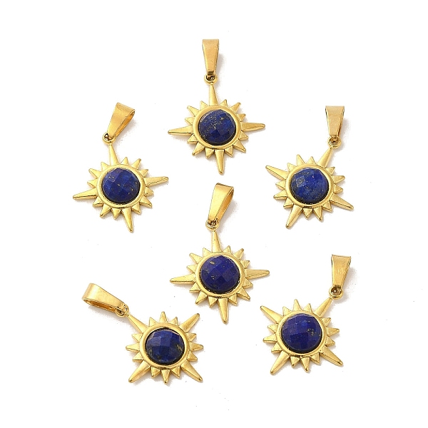 PandaHall Natural Lapis Lazuli Faceted Sun Pendants, Golden Tone 304 Stainless Steel Charms, 19x17x4mm, Hole: 6x3mm Lapis Lazuli Sun
PandaHall Natural Lapis Lazuli Faceted Sun Pendants, Golden Tone 304 Stainless Steel Charms, 19x17x4mm, Hole: 6x3mm Lapis Lazuli Sun