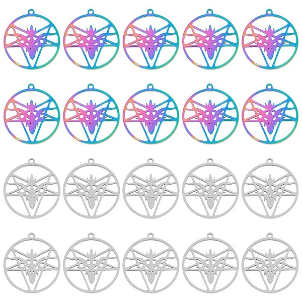 PandaHall DICOSMETIC 20Pcs 2 Colors Goat Head Charms Stainless Steel Animal Charms Hollow Flat Round Inverted Pentagram Pendants Rainbow... 
PandaHall DICOSMETIC 20Pcs 2 Colors Goat Head Charms Stainless Steel Animal Charms Hollow Flat Round Inverted Pentagram Pendants Rainbow...