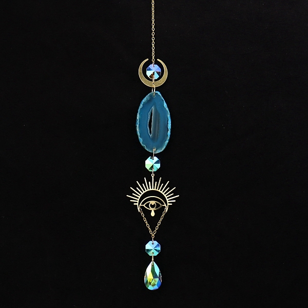PandaHall Natural Agate Piece & Metal Evil Eye Moon Hanging Ornaments, Glass Teardrop Tassel Suncatchers for Home Garden Outdoor Decoration...
PandaHall Natural Agate Piece & Metal Evil Eye Moon Hanging Ornaments, Glass Teardrop Tassel Suncatchers for Home Garden Outdoor Decoration...