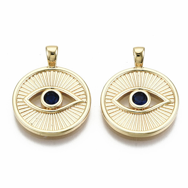PandaHall Brass Micro Pave Blue Cubic Zirconia Pendants, Nickel Free, Flat Round with Eye, Real 18K Gold Plated, 21.5x17x2mm, Hole: 2x3mm...
PandaHall Brass Micro Pave Blue Cubic Zirconia Pendants, Nickel Free, Flat Round with Eye, Real 18K Gold Plated, 21.5x17x2mm, Hole: 2x3mm...
